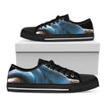 Blue Viper Snake Print Black Low Top Sneakers