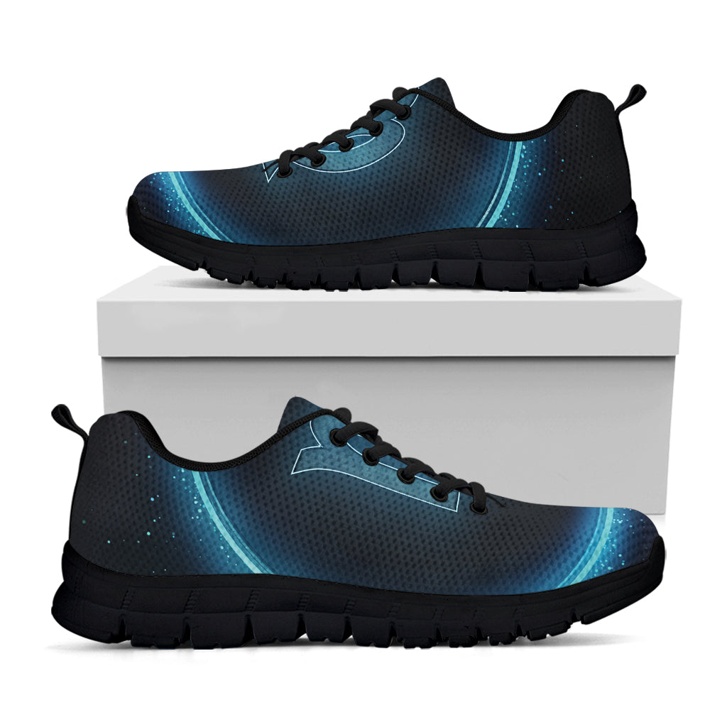 Blue Virgo Zodiac Sign Print Black Running Shoes