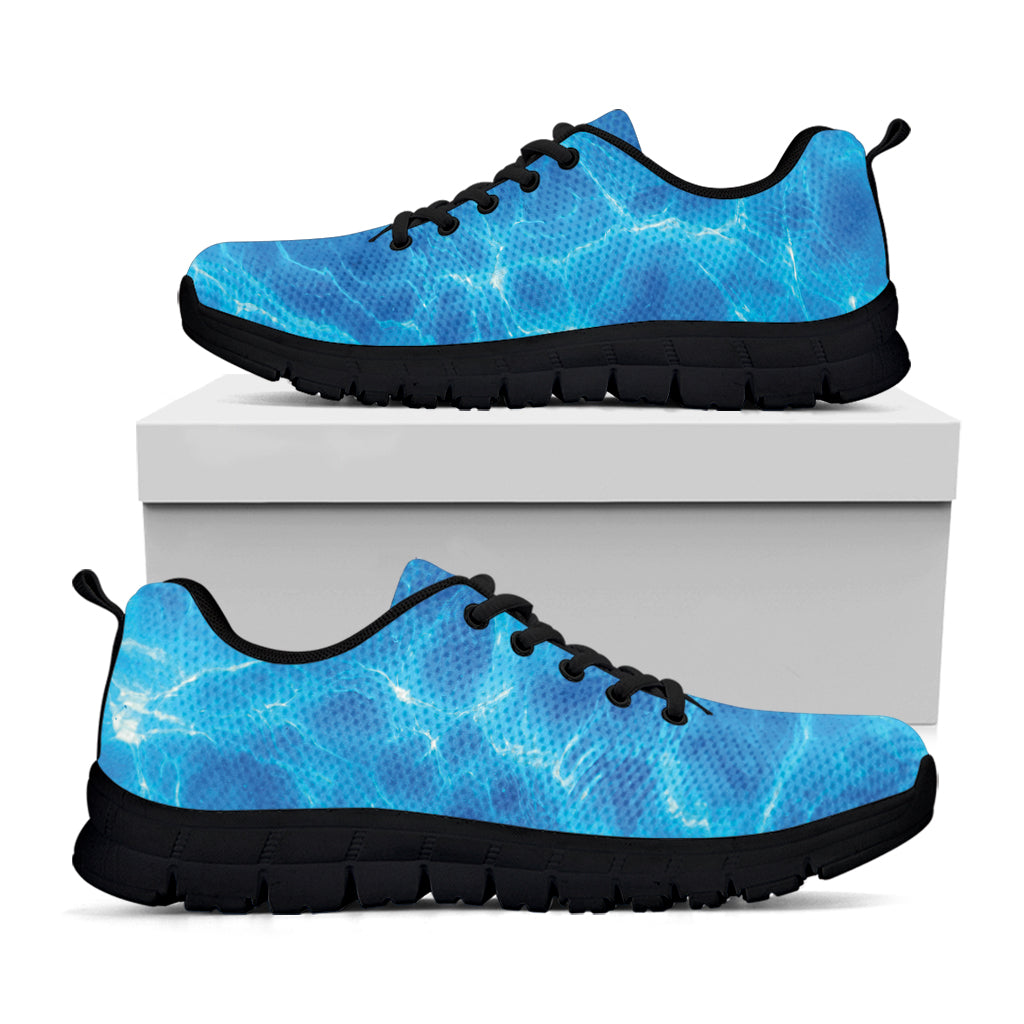 Blue Water Surface Print Black Running Shoes