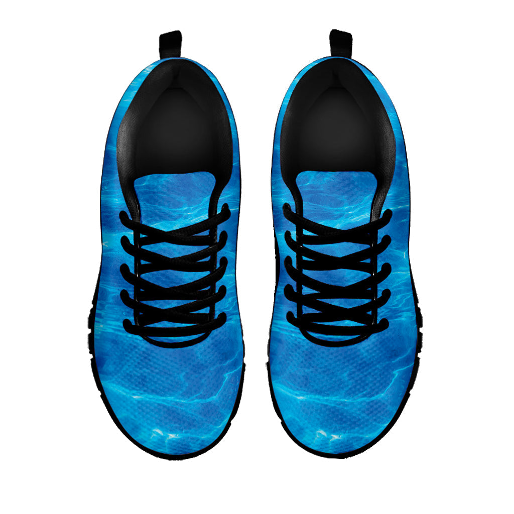 Blue Water Surface Print Black Running Shoes