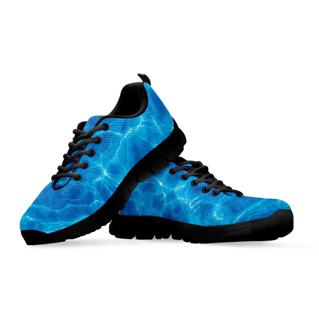 Blue Water Surface Print Black Running Shoes
