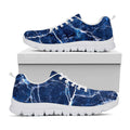 Blue White Marble Print White Running Shoes