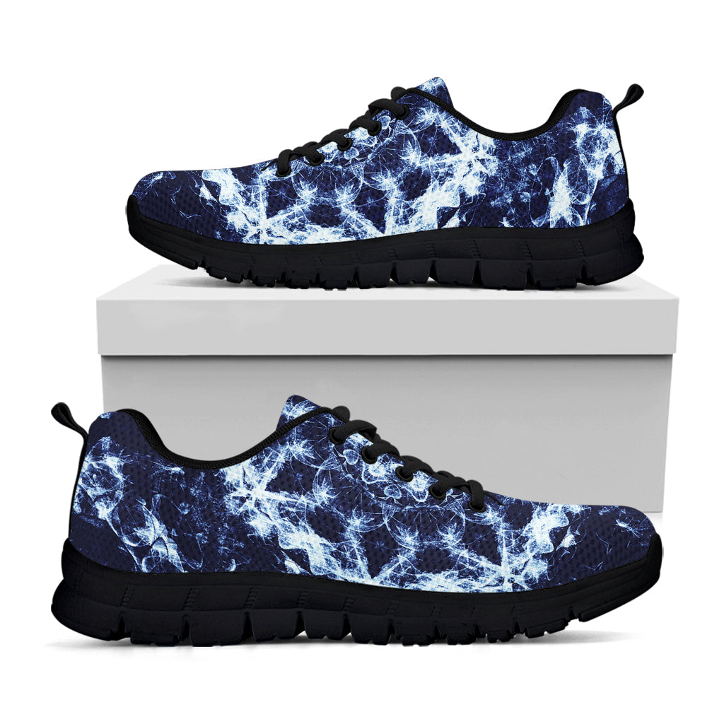 Blue Winter Mandala Print Black Running Shoes