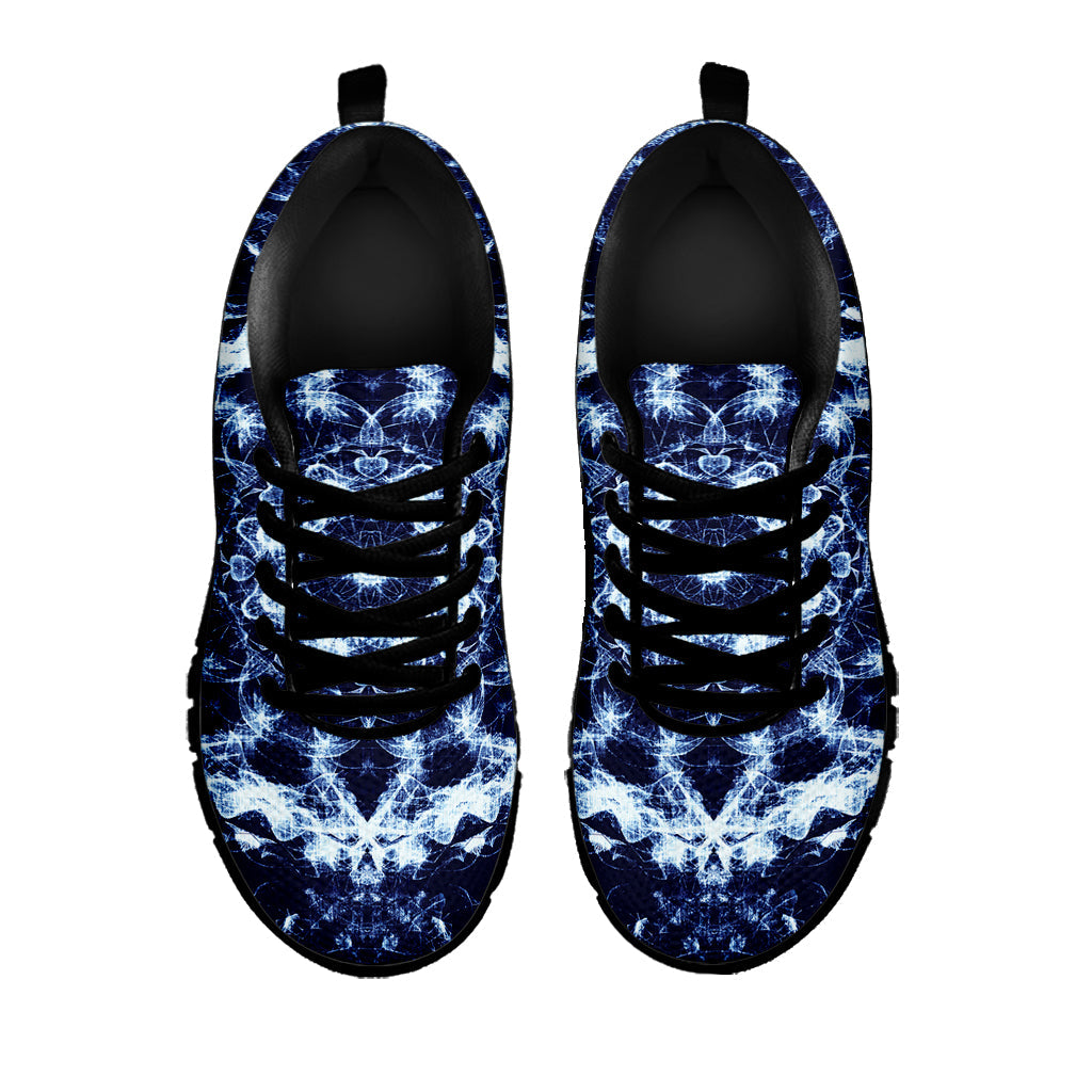 Blue Winter Mandala Print Black Running Shoes