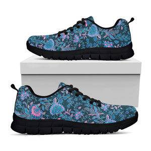 Bohemian Denim Jeans Pattern Print Black Running Shoes