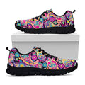 Bohemian Paisley Pattern Print Black Running Shoes