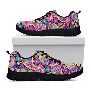 Bohemian Paisley Pattern Print Black Running Shoes