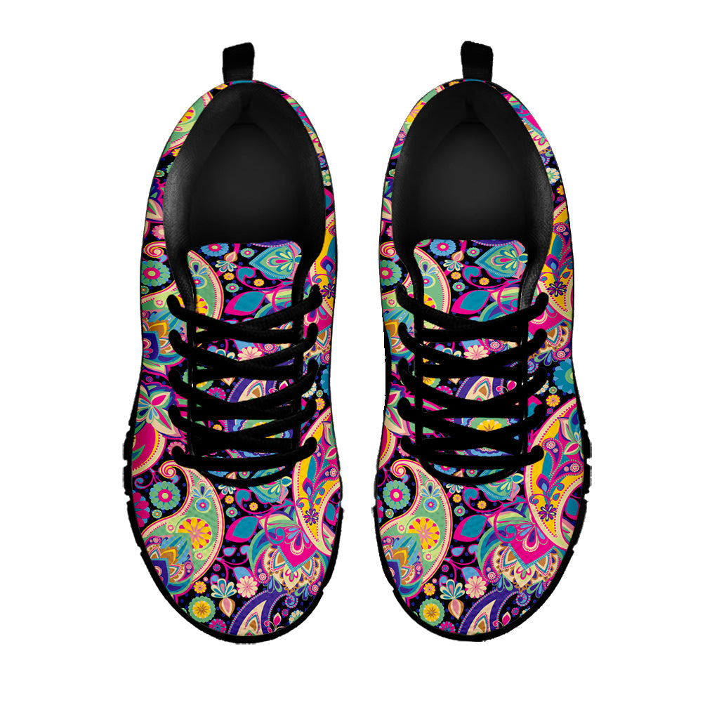 Bohemian Paisley Pattern Print Black Running Shoes