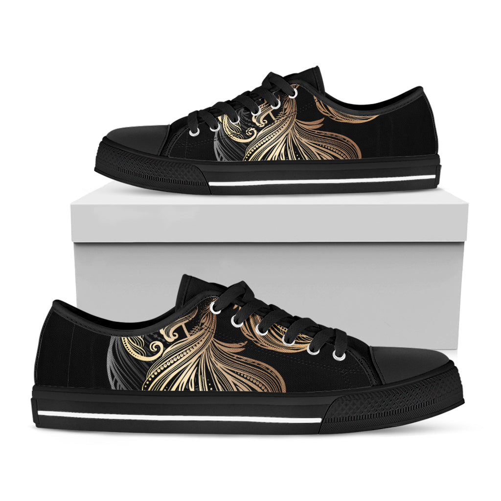Bohemian Spiritual Fish Print Black Low Top Sneakers