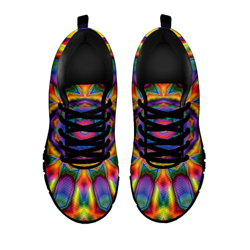 Boho Kaleidoscope Print Black Running Shoes