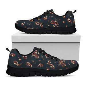 Boho Paisley Flower Pattern Print Black Running Shoes