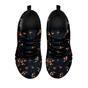 Boho Paisley Flower Pattern Print Black Running Shoes