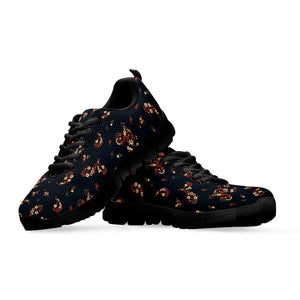 Boho Paisley Flower Pattern Print Black Running Shoes