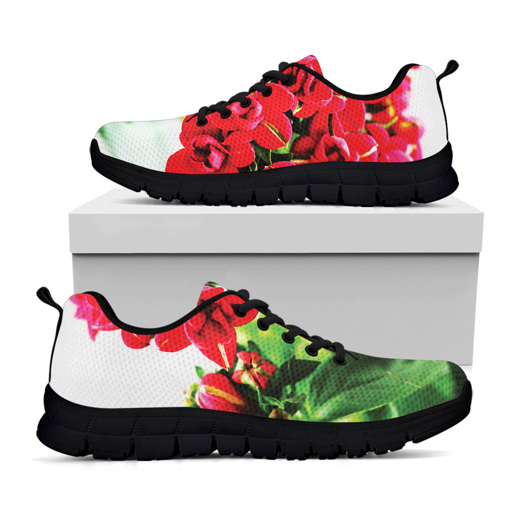 Bouvardia Plant Print Black Running Shoes