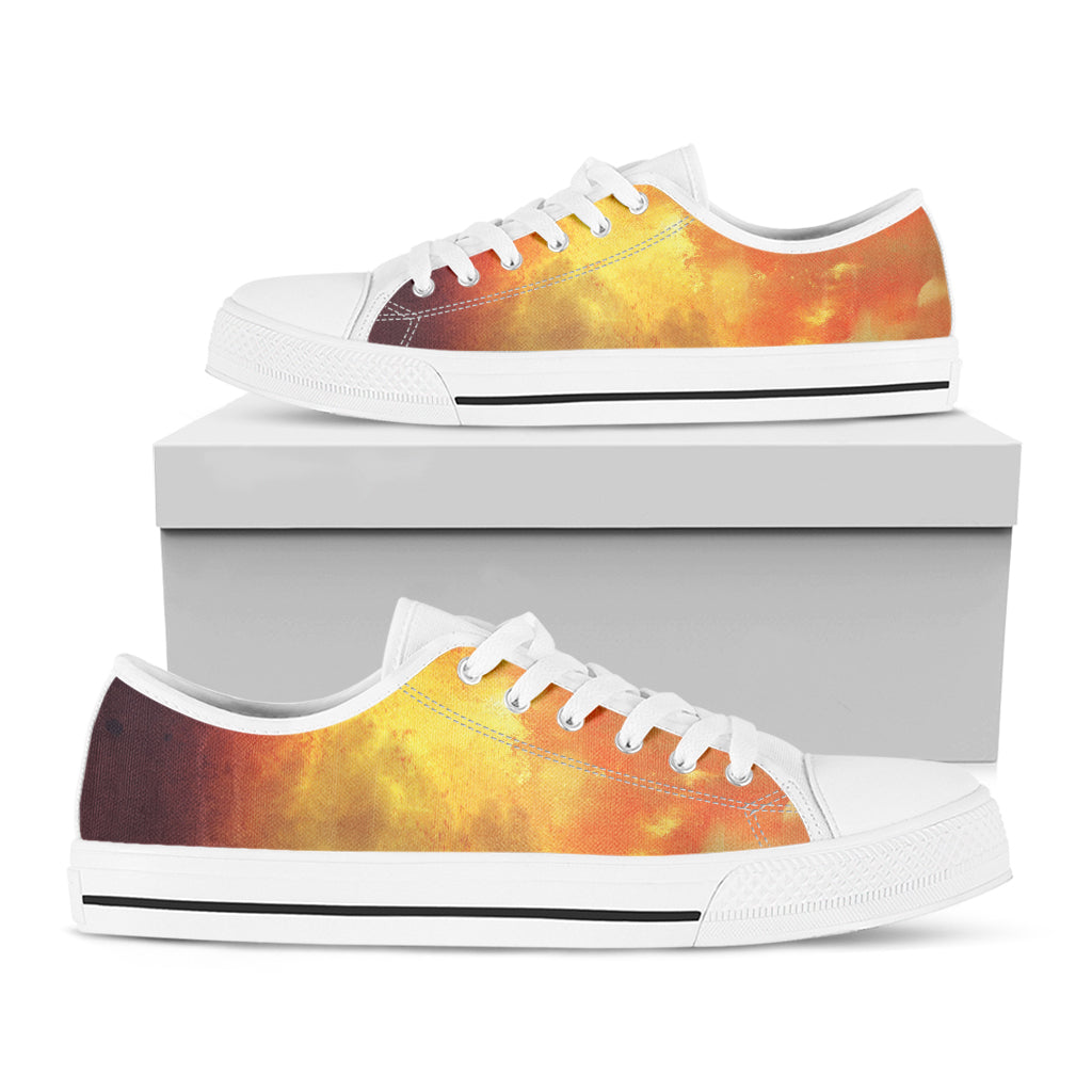 Brave Firefighter With Axe Print White Low Top Sneakers