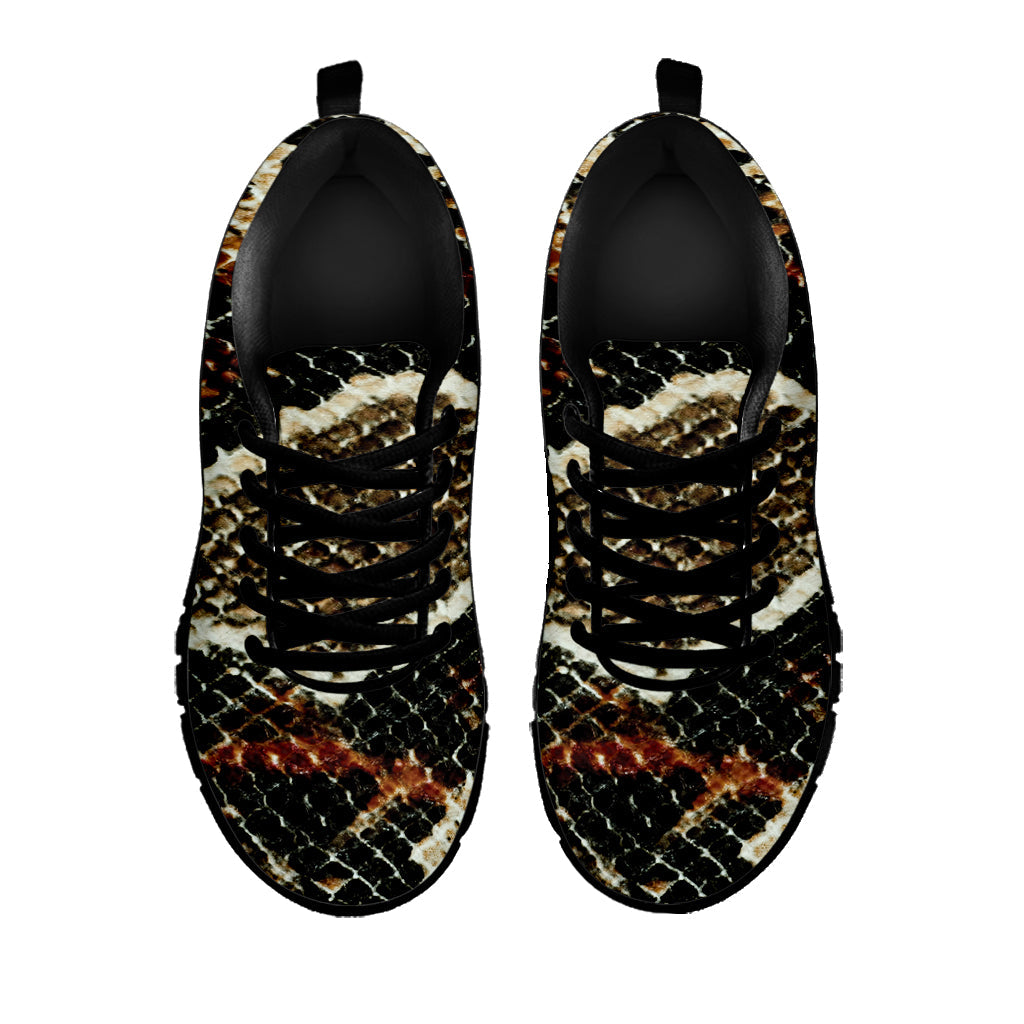 Brown And Black Snakeskin Print Black Running Shoes