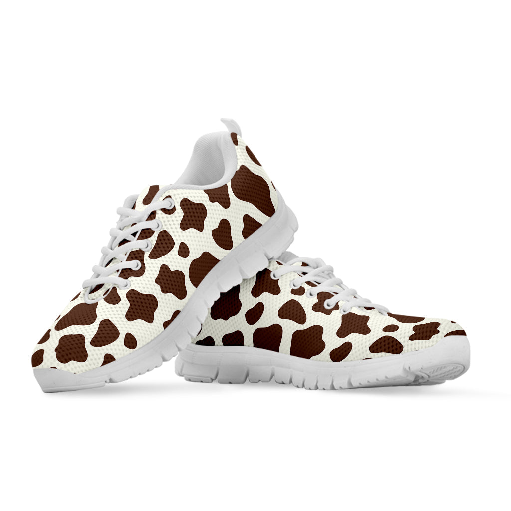 Brown And White Cow Print White Running Shoes