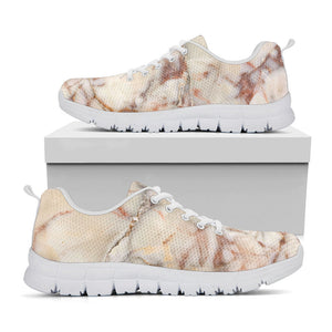 Brown Beige Marble Print White Running Shoes