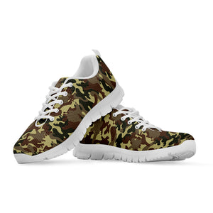 Brown Camouflage Print White Running Shoes