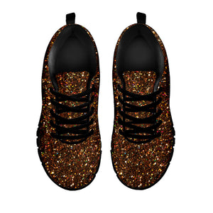 Brown (NOT Real) Glitter Print Black Running Shoes