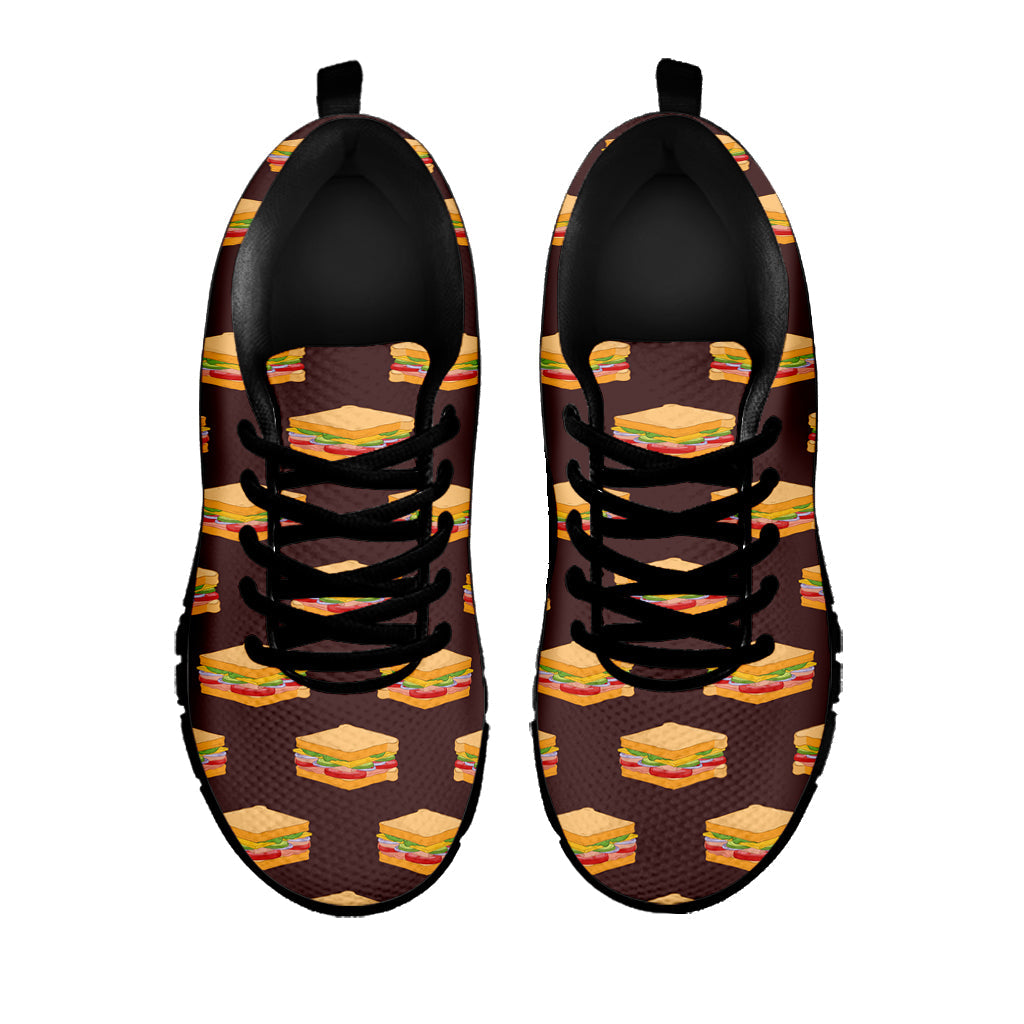 Brown Sandwiches Pattern Print Black Running Shoes