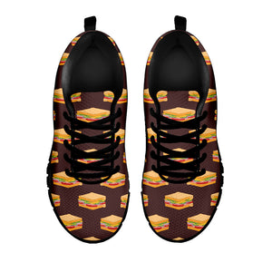 Brown Sandwiches Pattern Print Black Running Shoes