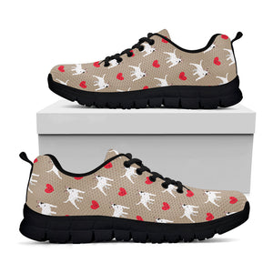 Bull Terrier Heart Pattern Print Black Running Shoes
