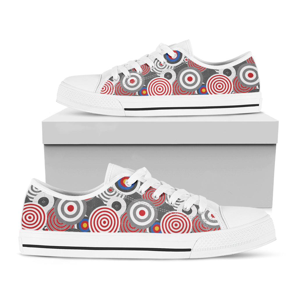 Bullseye Target Pattern Print White Low Top Sneakers