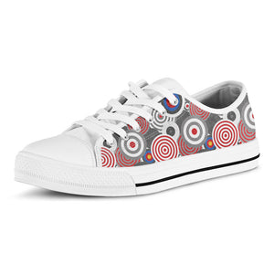 Bullseye Target Pattern Print White Low Top Sneakers
