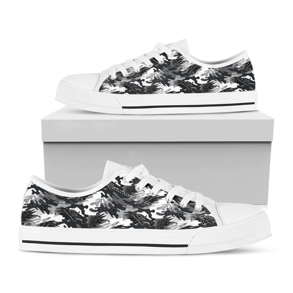 Camouflage Dazzle Wings Pattern Print White Low Top Sneakers