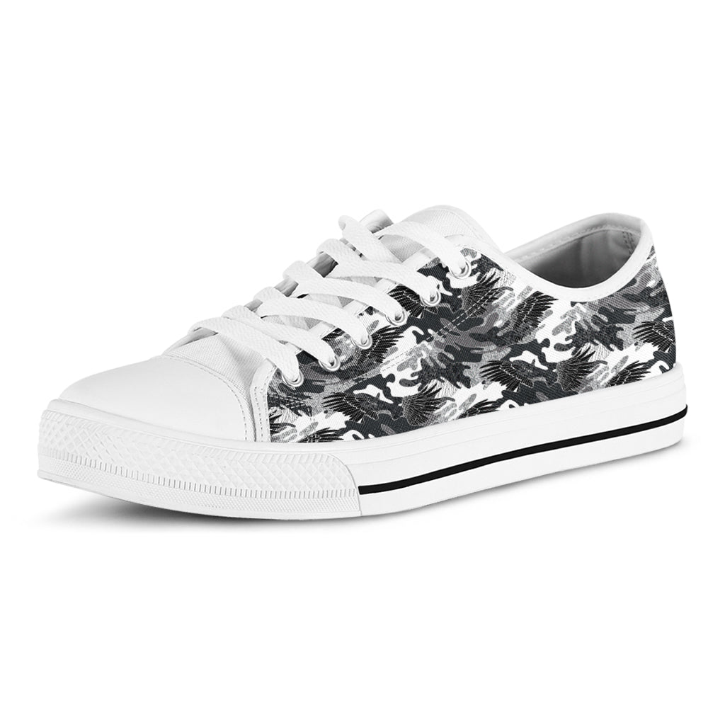 Camouflage Dazzle Wings Pattern Print White Low Top Sneakers