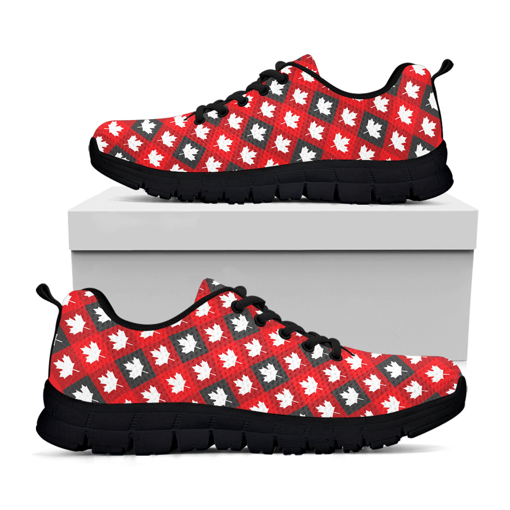 Canada Maple Leaf Pattern Print Black Running Shoes