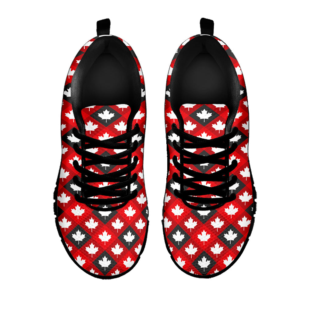 Canada Maple Leaf Pattern Print Black Running Shoes