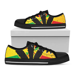 Cannabis Rasta Print Black Low Top Sneakers