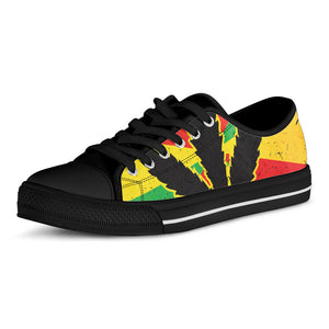 Cannabis Rasta Print Black Low Top Sneakers