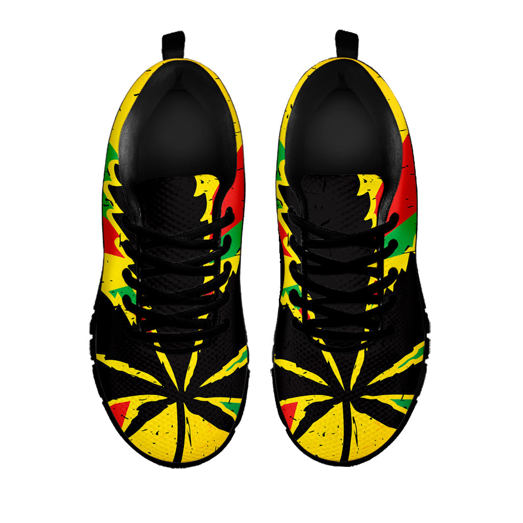 Cannabis Rasta Print Black Running Shoes