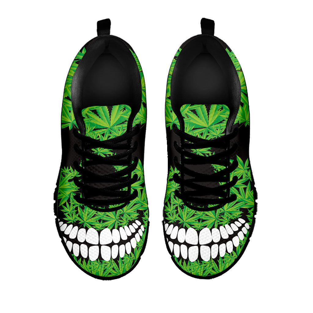 Cannabis Skull Print Black Running Shoes