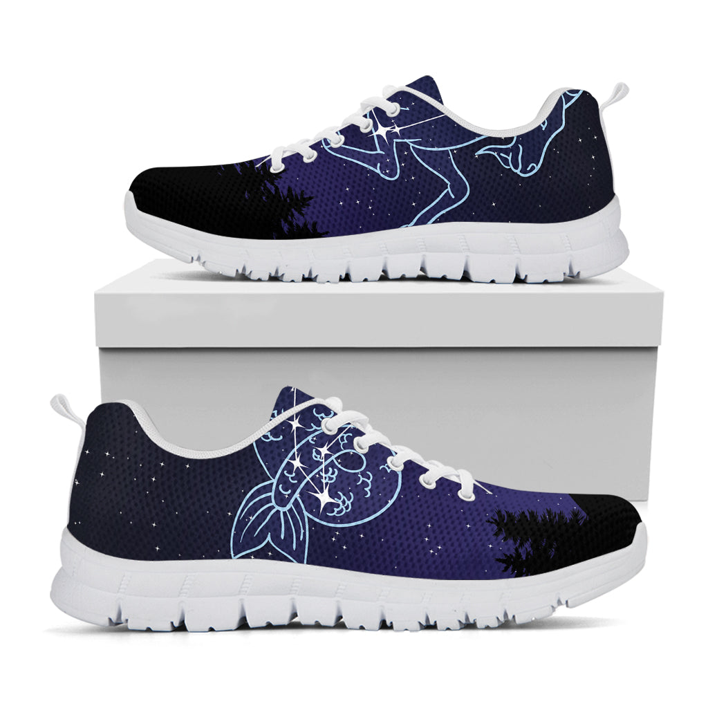 Capricorn Constellation Print White Running Shoes
