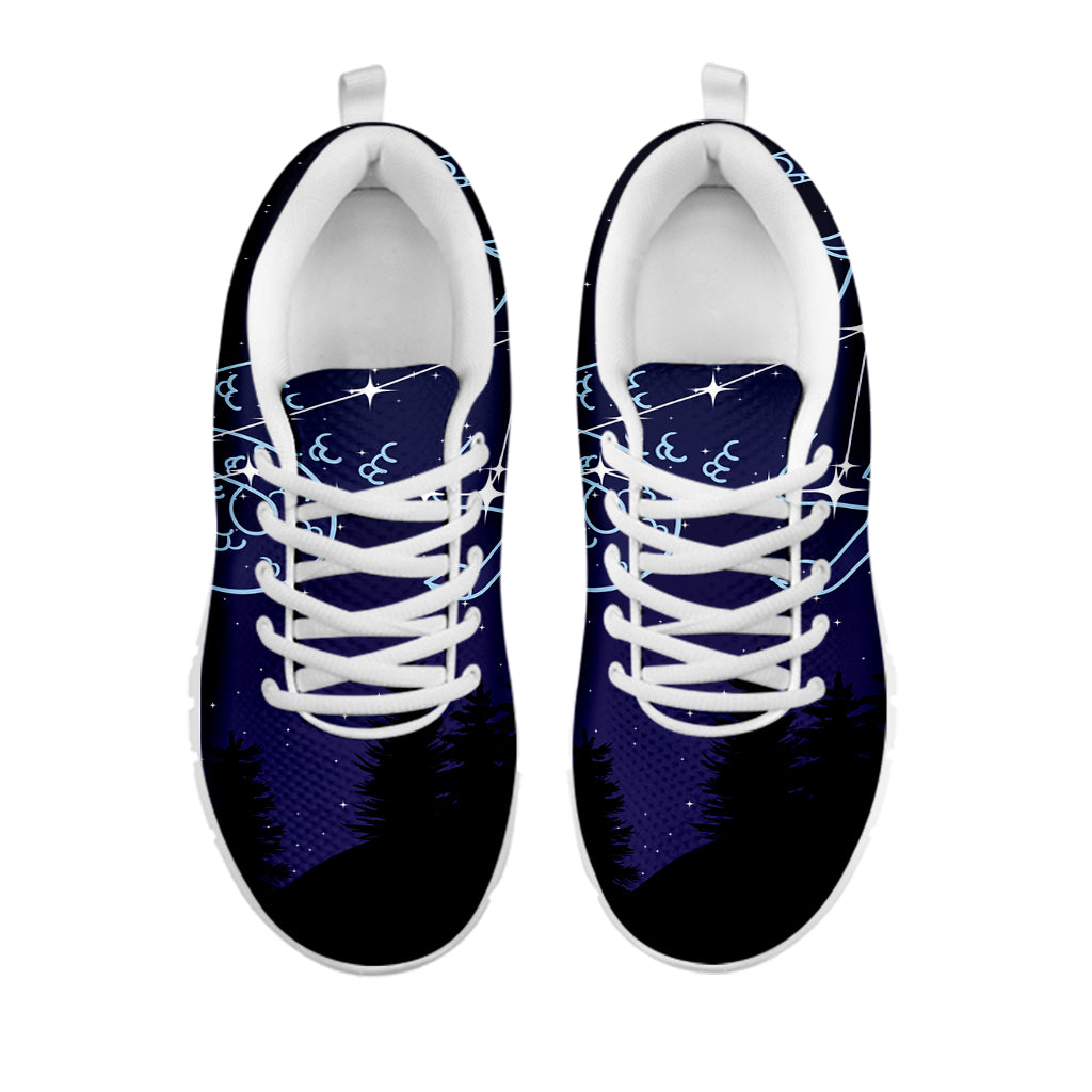 Capricorn Constellation Print White Running Shoes