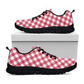 Cardinal Red And White Gingham Print Black Running Shoes