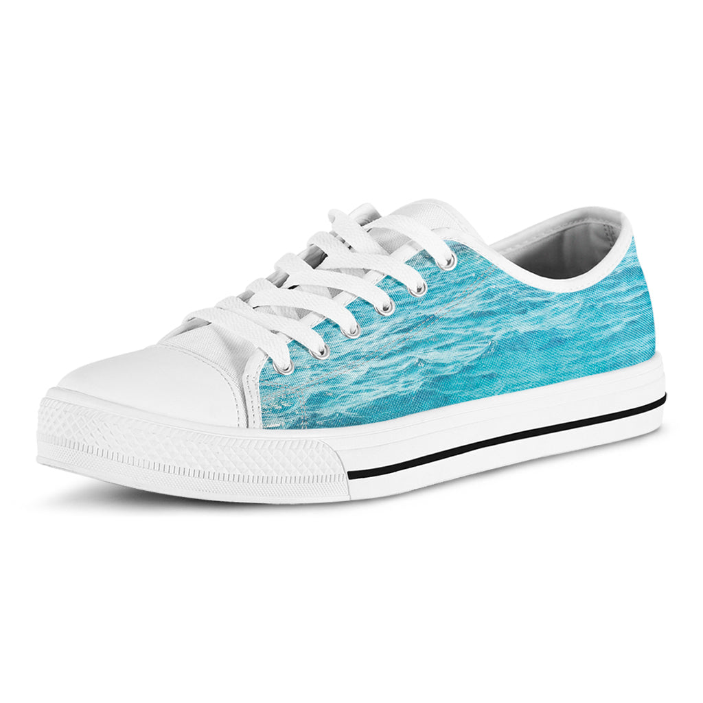 Caribbean Ocean Print White Low Top Sneakers