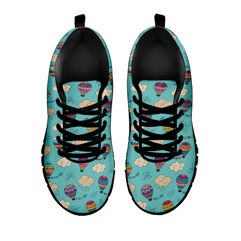 Cartoon Air Balloon Pattern Print Black Running Shoes
