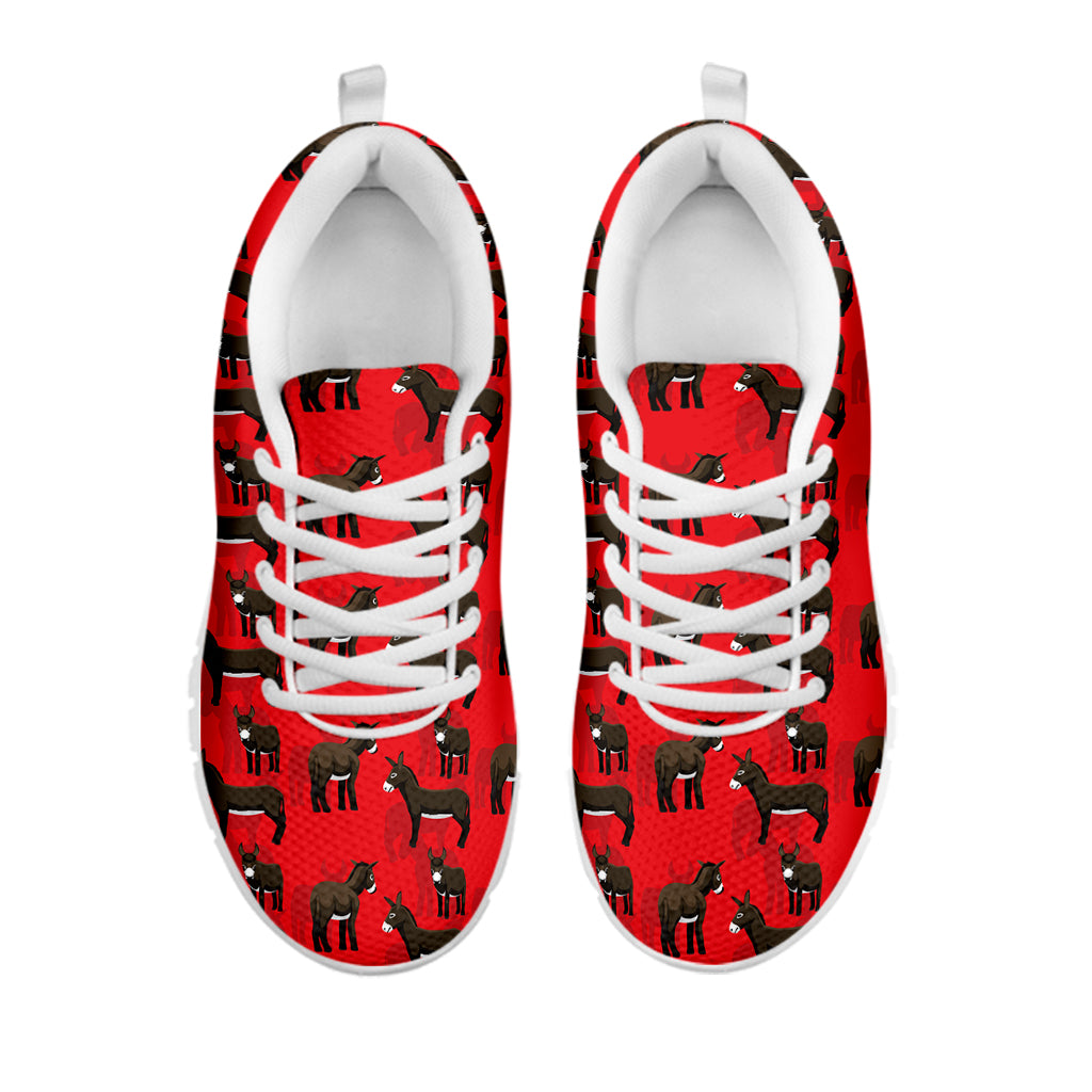 Cartoon Balearic Donkey Pattern Print White Running Shoes