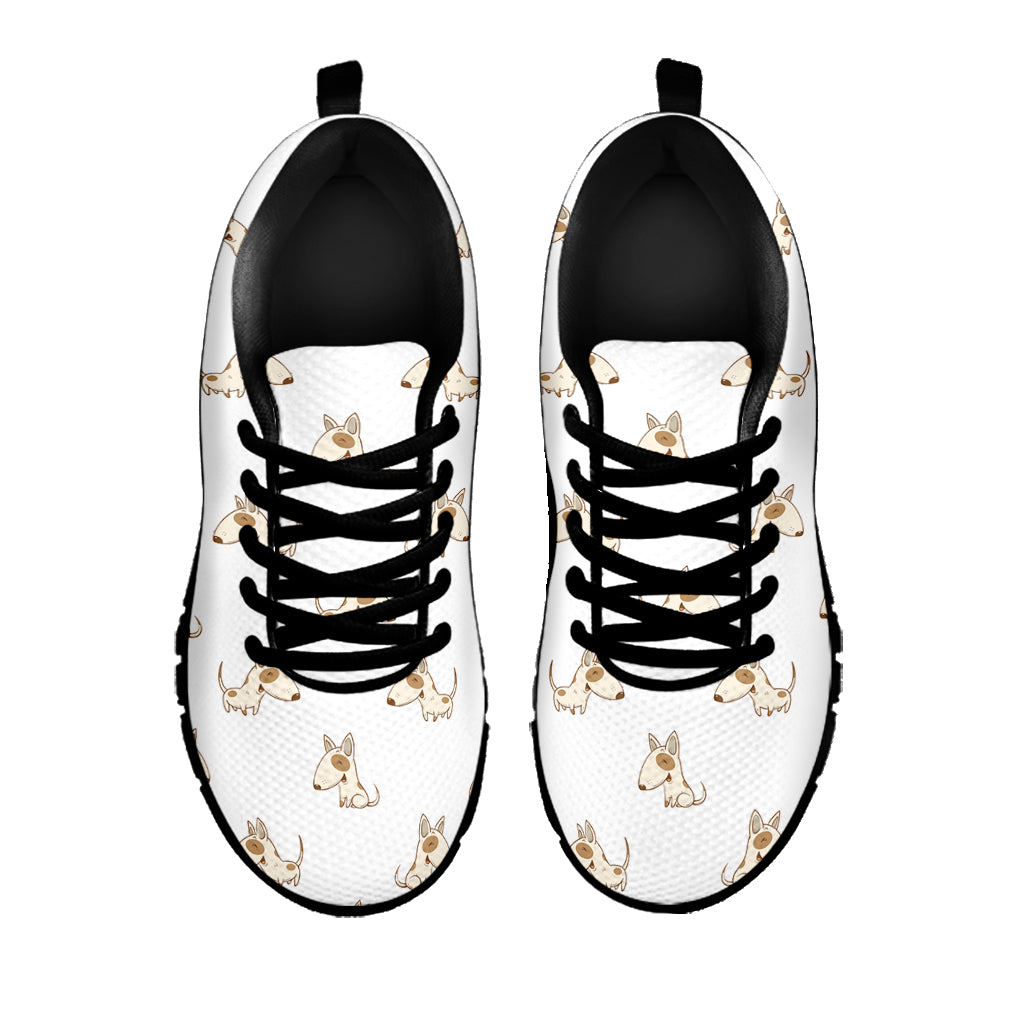 Cartoon Bull Terrier Pattern Print Black Running Shoes