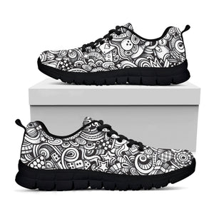 Cartoon Casino Card Pattern Print Black Running Shoes