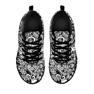 Cartoon Casino Card Pattern Print Black Running Shoes