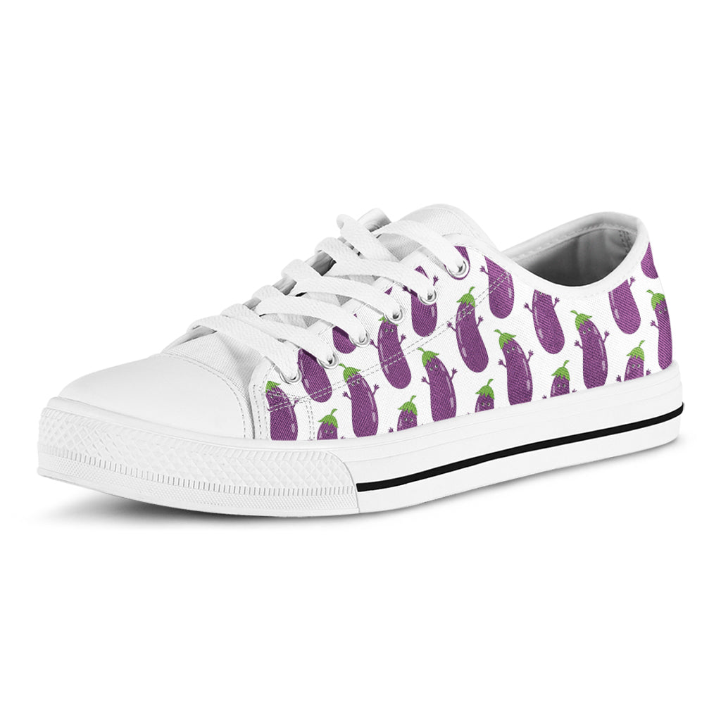 Cartoon Eggplant Pattern Print White Low Top Sneakers