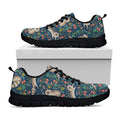 Cartoon Raccoon Pattern Print Black Running Shoes