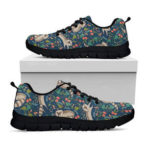 Cartoon Raccoon Pattern Print Black Running Shoes