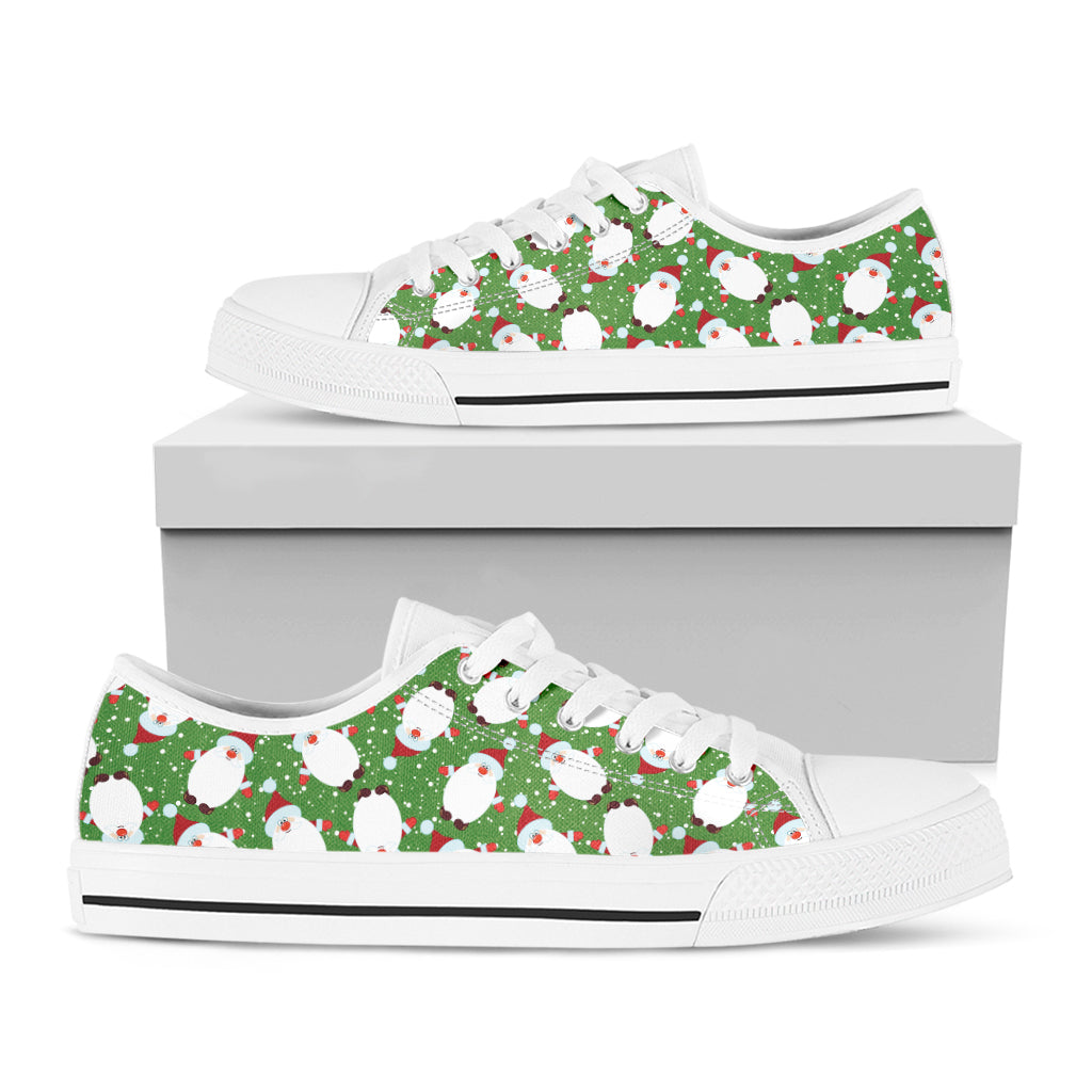 Cartoon Santa Claus Pattern Print White Low Top Sneakers